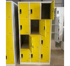 Tủ locker 12 ngăn sơn vàng trắng