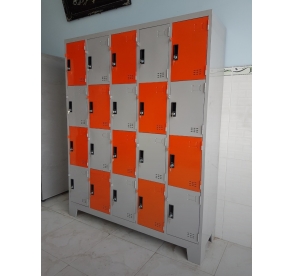 Tủ locker 20 ngăn 5 khoang sơn ghi cam